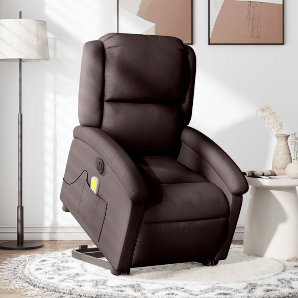 Fauteuil inclinable de massage électrique Marron foncé Tissu