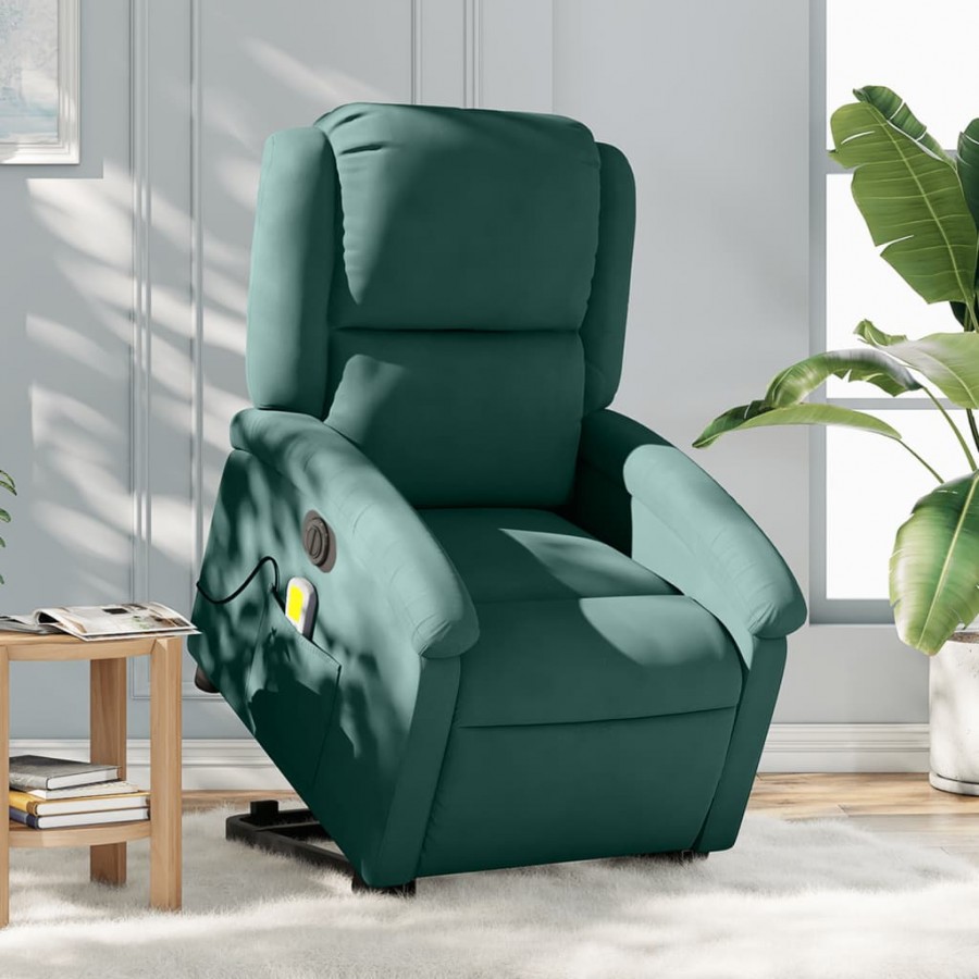 Fauteuil inclinable de massage électrique vert foncé velours