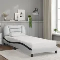 Lit avec matelas blanc et noir 90x200 cm similicuir