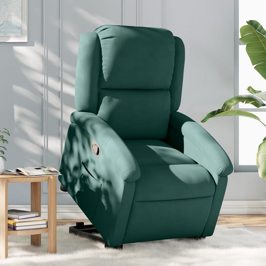 Fauteuil inclinable Vert foncé Velours