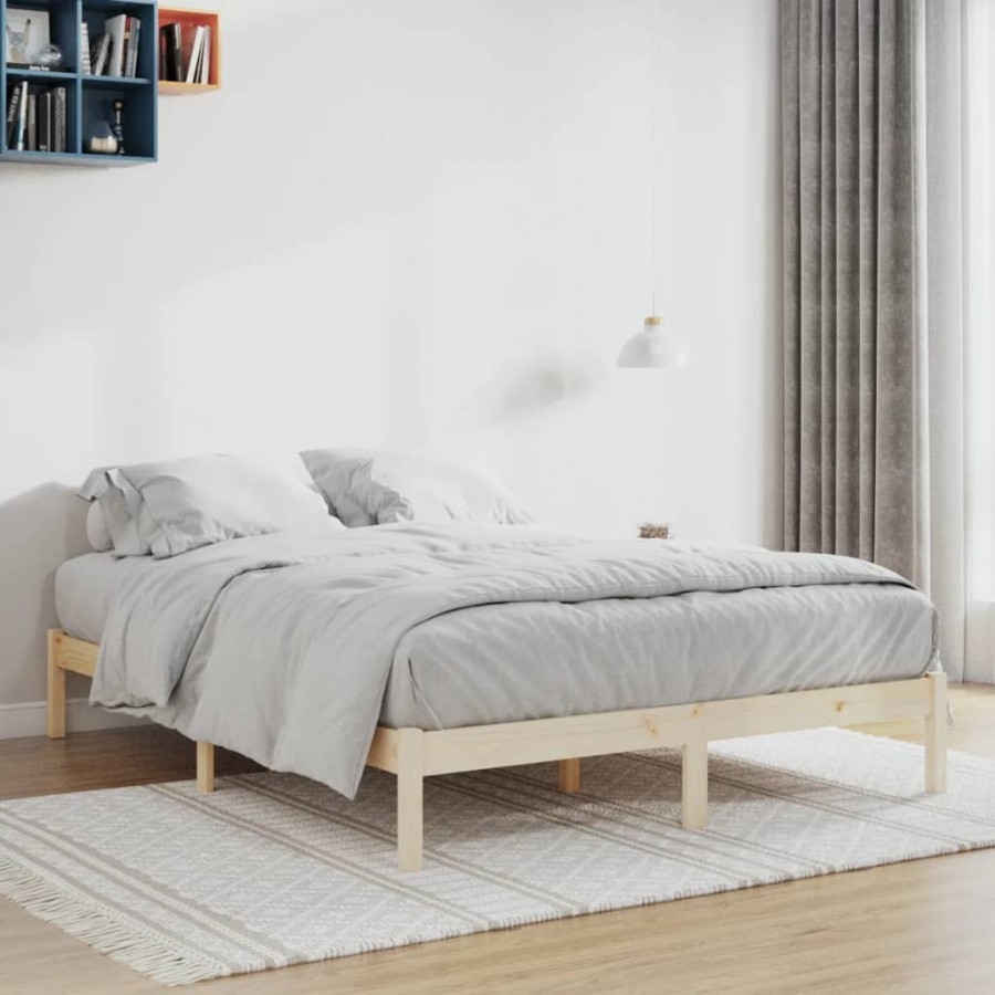 Cadre de lit sans matelas 152x203 cm bois massif de pin