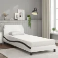 Lit avec matelas blanc et noir 90x190 cm similicuir