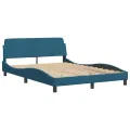 Lit avec matelas bleu 120x200 cm velours