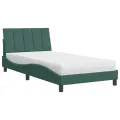 Lit avec matelas vert foncé 100x200 cm velours
