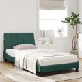 Lit avec matelas vert foncé 100x200 cm velours