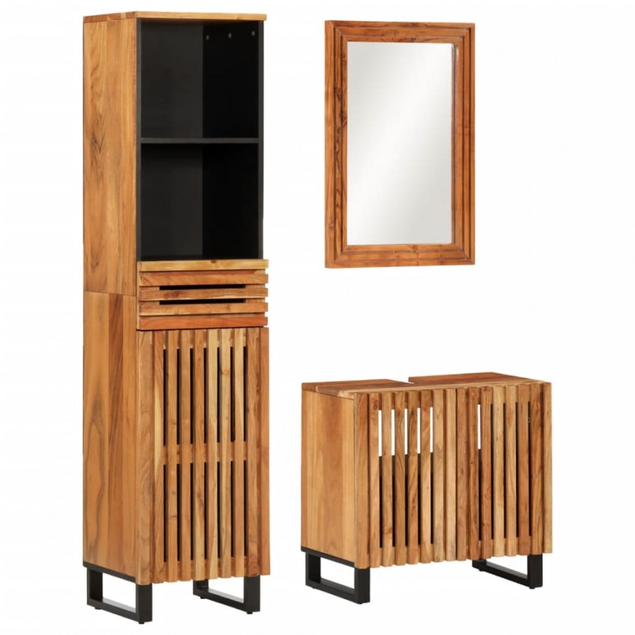 Ensemble de meubles de salle de bain 3 pcs bois massif d'acacia