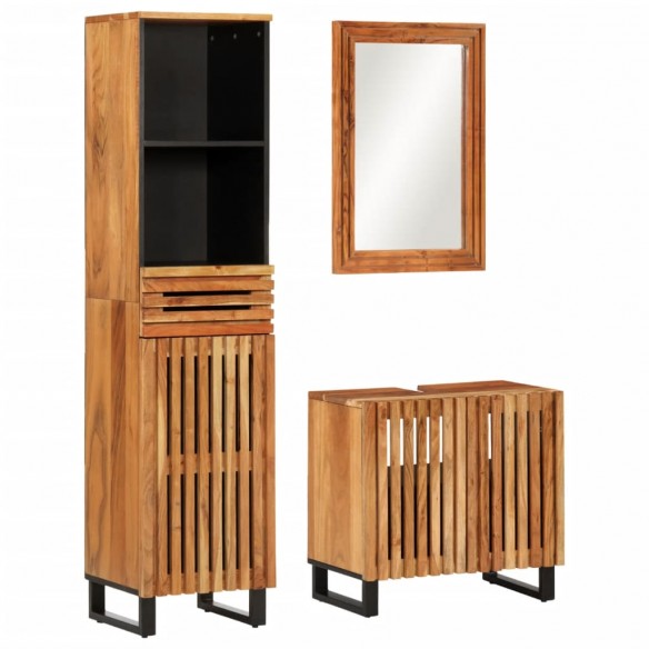 Ensemble de meubles de salle de bain 3 pcs bois massif d'acacia