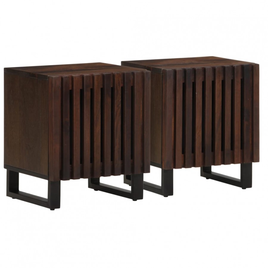 Tables de chevet 2 pcs 40x34x46 cm bois de manguier massif