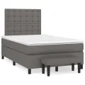 cadre de lit avec matelas gris 120x190 cm similicuir