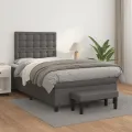 cadre de lit avec matelas gris 120x190 cm similicuir
