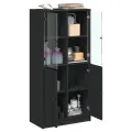 Buffet haut avec portes noir 68x37x142 cm bois d'ingénierie