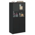 Buffet haut avec portes noir 68x37x142 cm bois d'ingénierie