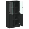 Buffet haut avec portes noir 68x37x142 cm bois d'ingénierie