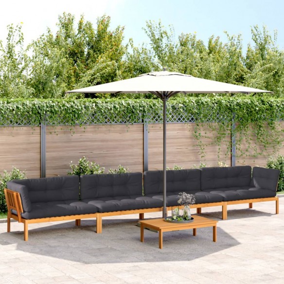 Salon palette de jardin avec coussins 5pcs bois d'acacia massif