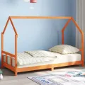 Cadre de lit d'enfants cire marron 90x190 cm bois de pin massif