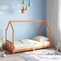 Cadre de lit d'enfants cire marron 90x190 cm bois de pin massif