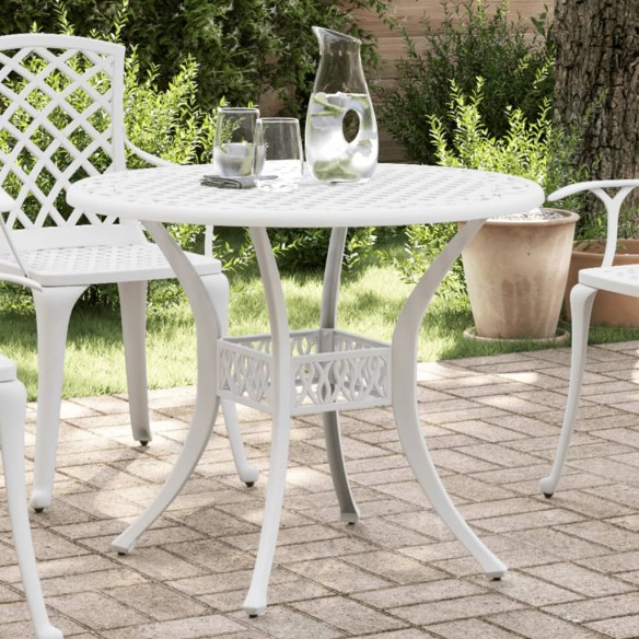 Table de jardin blanc Ø90x75 cm aluminium coulé