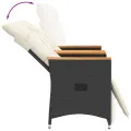 Canapé de jardin inclinable 2 places avec table noir poly rotin
