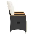 Canapé de jardin inclinable 2 places avec table noir poly rotin