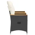 Canapé de jardin inclinable 2 places avec table noir poly rotin