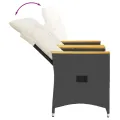 Canapé de jardin inclinable 2 places avec table noir poly rotin