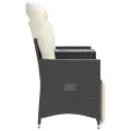 Canapé de jardin inclinable 2 places avec table noir poly rotin