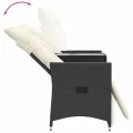 Canapé de jardin inclinable 2 places avec table noir poly rotin