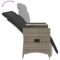 Canapé de jardin inclinable 2 places avec table gris poly rotin