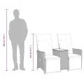 Canapé de jardin inclinable 2 places avec table gris poly rotin
