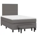 cadre de lit avec matelas gris 120x190 cm similicuir