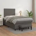 cadre de lit avec matelas gris 120x190 cm similicuir