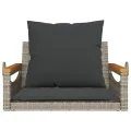 Balancelle avec coussins gris 63x62x40 cm résine tressée