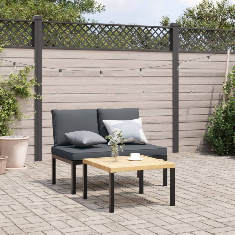 Banc de jardin avec coussins noir aluminium