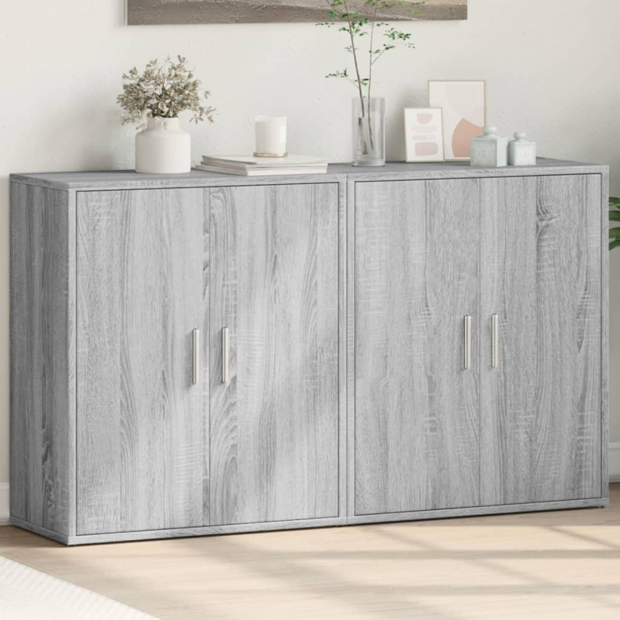 Buffets 2 pcs sonoma gris 60x31x70 cm bois d'ingénierie