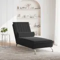 Chaise longue de massage avec traversin noir velours