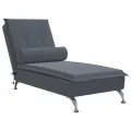 Chaise longue de massage avec traversin gris foncé velours