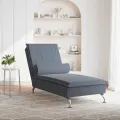 Chaise longue de massage avec traversin gris foncé velours