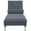 Chaise longue de massage avec traversin gris foncé velours