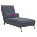 Chaise longue de massage avec traversin gris foncé velours