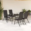 Chaises pliables de jardin lot de 4 café noir résine tressée