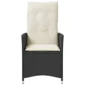 Chaise inclinable de jardin avec coussins noir résine tressée