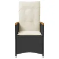 Chaises inclinables de jardin lot de 2 et coussins noir rotin