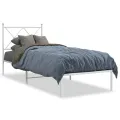 Cadre de lit métal sans matelas avec tête de lit blanc 75x190cm