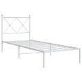 Cadre de lit métal sans matelas avec tête de lit blanc 75x190cm