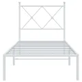 Cadre de lit métal sans matelas avec tête de lit blanc 75x190cm