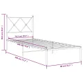Cadre de lit métal sans matelas avec tête de lit blanc 75x190cm