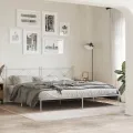 Cadre de lit métal sans matelas et tête de lit blanc 193x203 cm