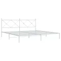 Cadre de lit métal sans matelas et tête de lit blanc 193x203 cm