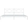 Cadre de lit métal sans matelas et tête de lit blanc 193x203 cm