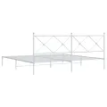 Cadre de lit métal sans matelas et tête de lit blanc 193x203 cm